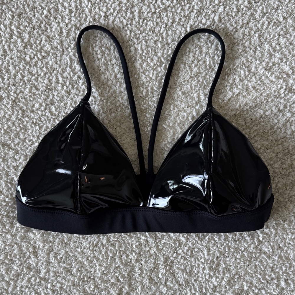 ALO Yoga Black Patent Triangle Bralette
